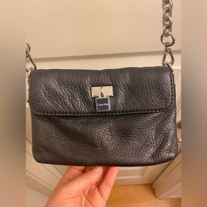 Calvin Klein Leather Crossbody Bag with Thick Chains